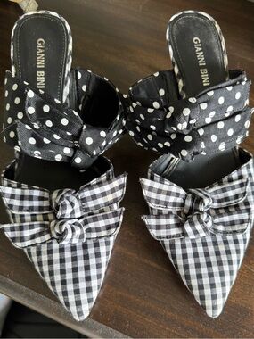 Gianni bini polka dot and gingham mule